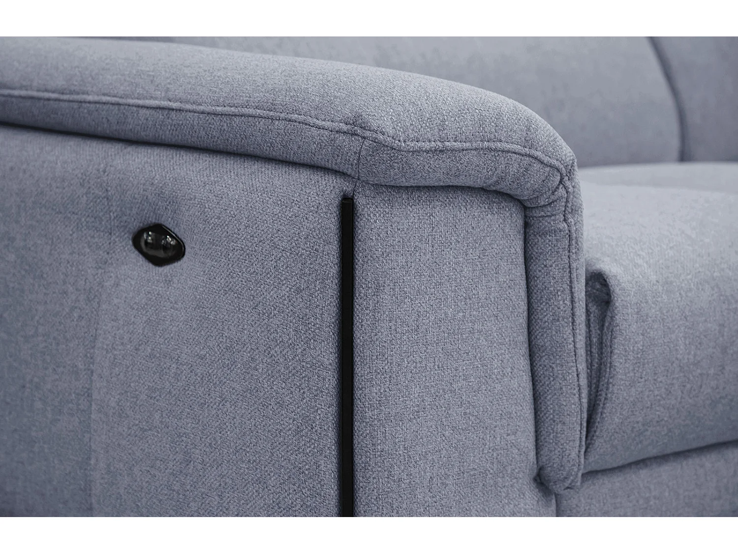 Canapé droit 3 places avec 2 relax électriques tissu bleu jeans - Matera