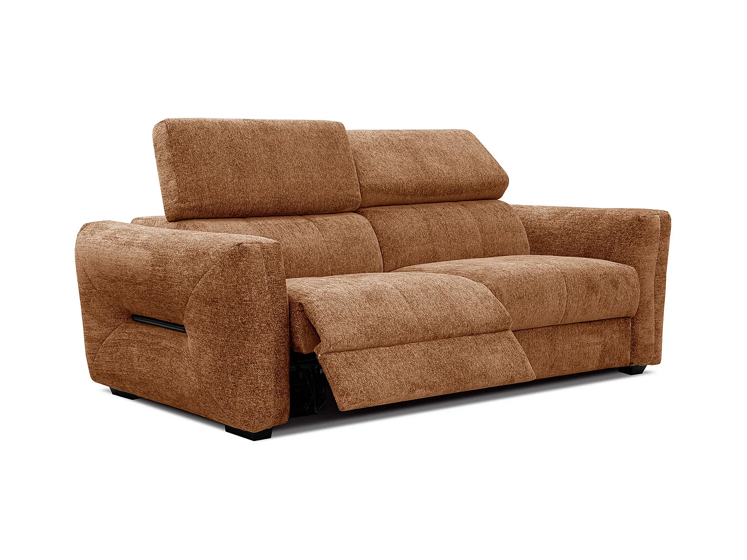 Canapé droit Calvera 3 places avec un relax électrique cote gauche tissu brique