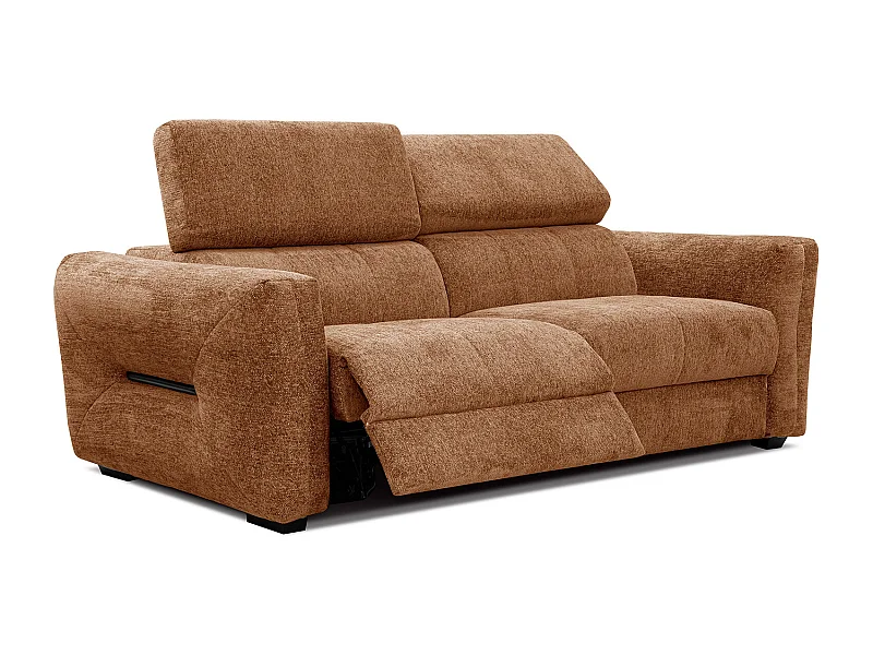 CALVERA Sofa 3-Sitzer mit 1 Relaxfunktion und verstellbare Kopfstützen, dunkelorange