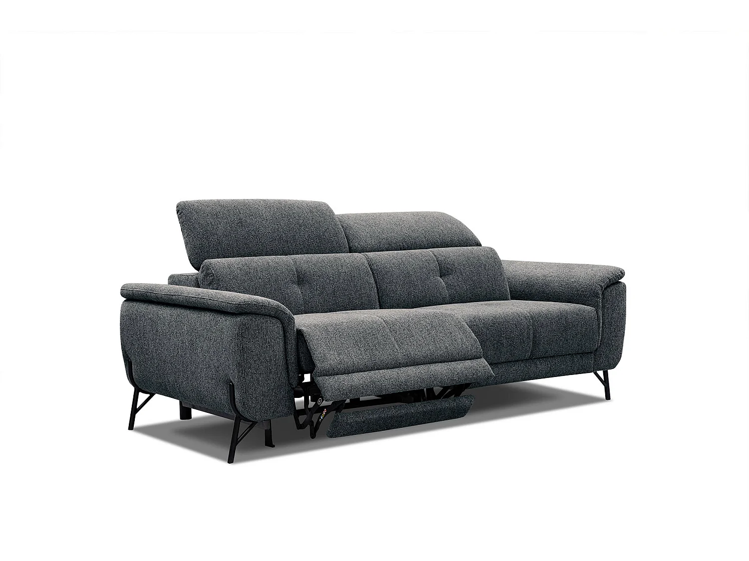 AVENA Sofa 3-Sitzer mit 1 Relaxfunktion und verstellbare Kopfstützen, dunkelgrau