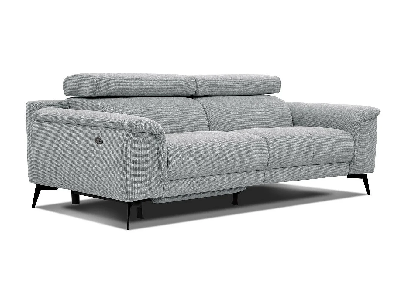 FIERO Sofa 3-Sitzer mit 1 Relaxfunktion und verstellbare Kopfstützen, silbergrau