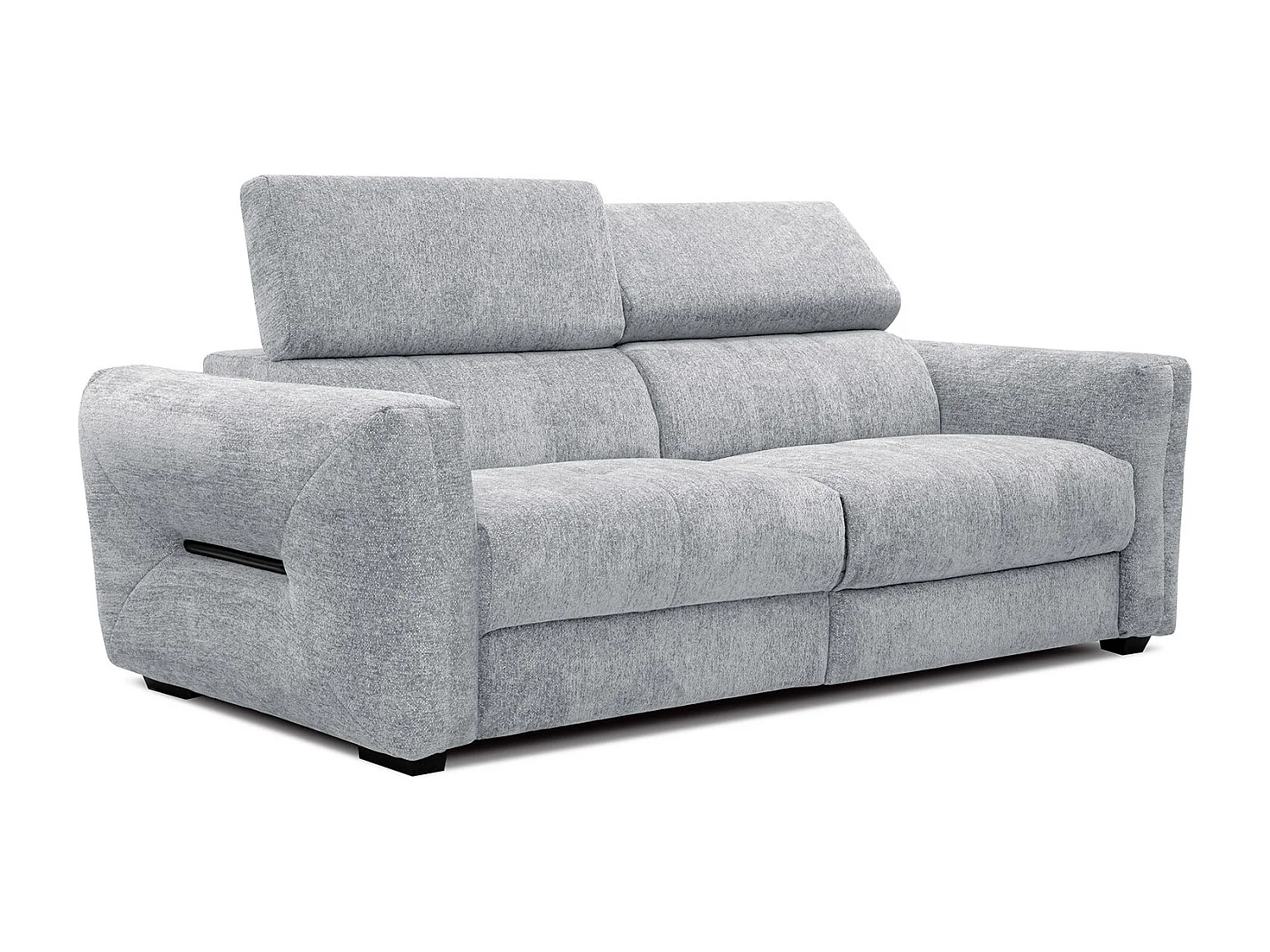 CALVERA Sofa 3-Sitzer mit 2 Relaxfunktionen und verstellbare Kopfstützen, hellgrau
