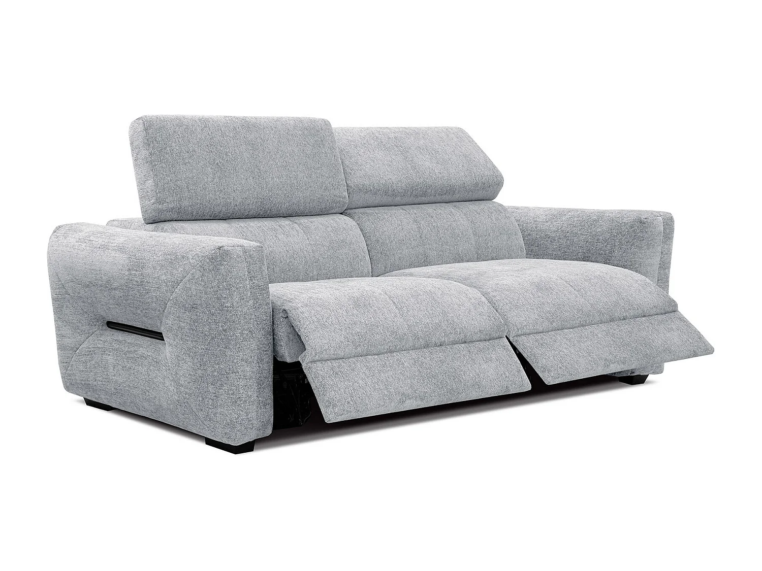 CALVERA Sofa 3-Sitzer mit 2 Relaxfunktionen und verstellbare Kopfstützen, hellgrau