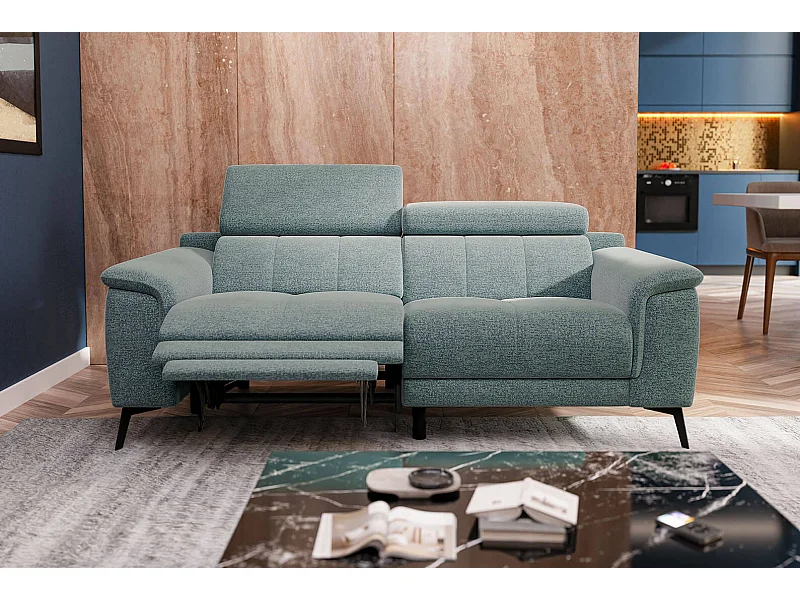 FIERO Sofa 3-Sitzer mit 1 Relaxfunktion und verstellbare Kopfstützen, mint
