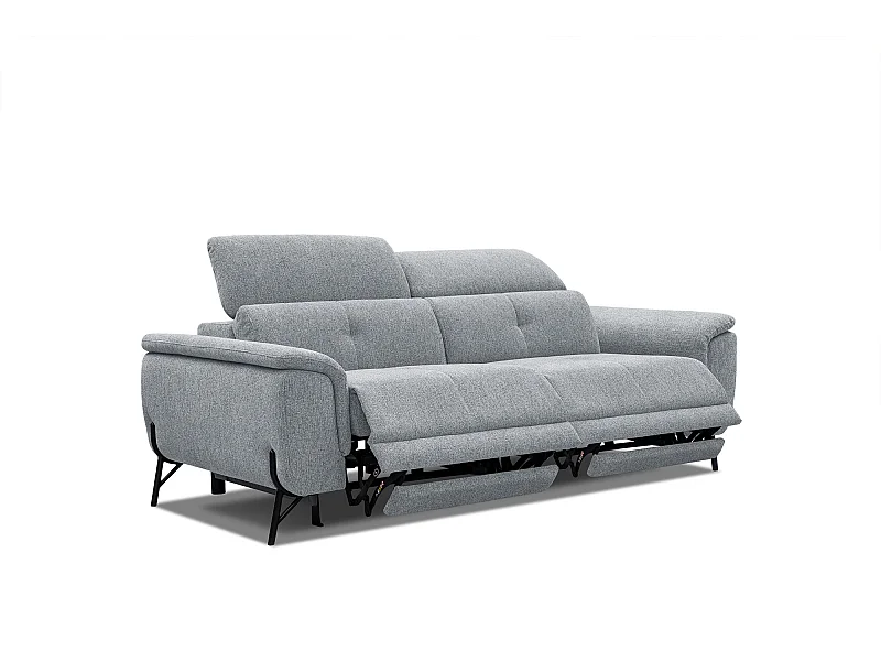 AVENA Sofa 3-Sitzer mit 2 Relaxfunktionen und verstellbare Kopfstützen, silbergrau