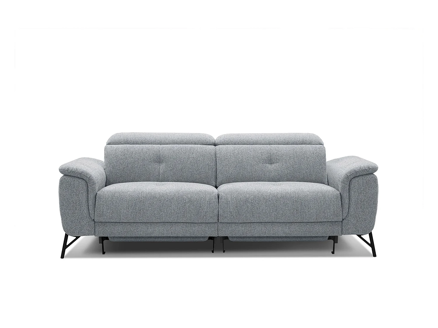 Canapé droit 3 places avec 2 relax électriques tissu gris clair - AVENA