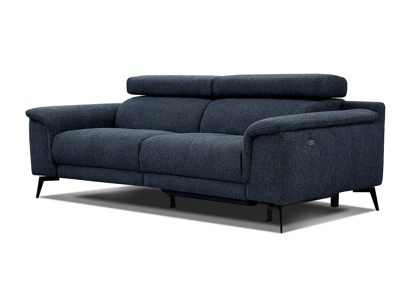 FIERO Sofa 3-Sitzer mit 1 Relaxfunktion und verstellbare Kopfstützen, marineblau