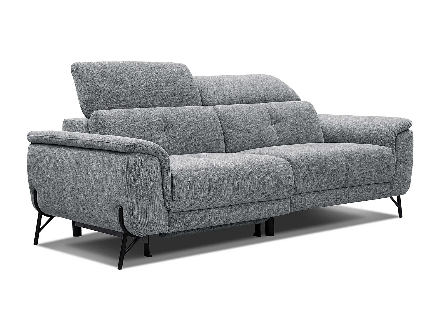 AVENA Sofa 3-Sitzer mit 1 Relaxfunktion und verstellbare Kopfstützen, grau