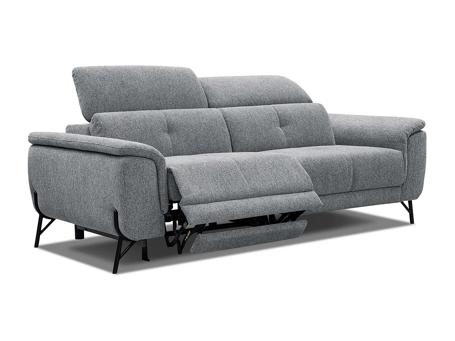 AVENA Sofa 3-Sitzer mit 1 Relaxfunktion und verstellbare Kopfstützen, grau