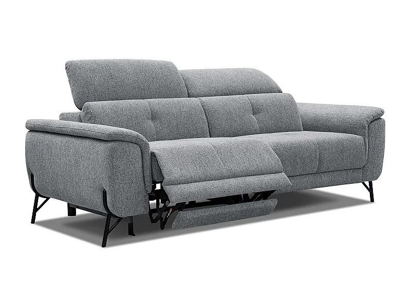 AVENA Sofa 3-Sitzer mit 1 Relaxfunktion und verstellbare Kopfstützen, grau