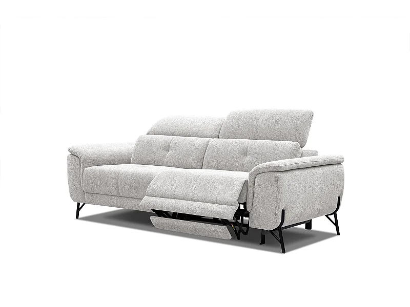AVENA Sofa 3-Sitzer mit 1 Relaxfunktion und verstellbare Kopfstützen, creme