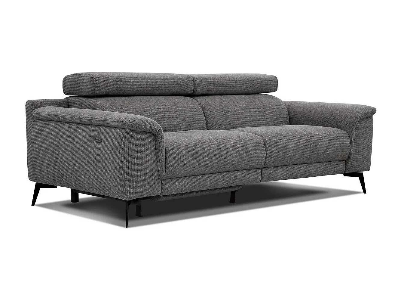 FIERO Sofa 3-Sitzer mit 1 Relaxfunktion und verstellbare Kopfstützen, dunkelgrau