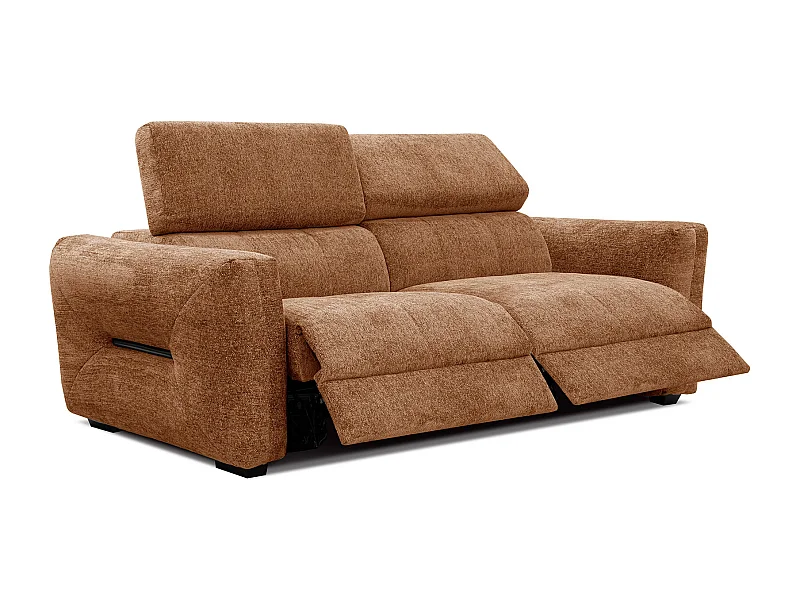 CALVERA Sofa 3-Sitzer mit 2 Relaxfunktionen und verstellbare Kopfstützen, dunkelorange