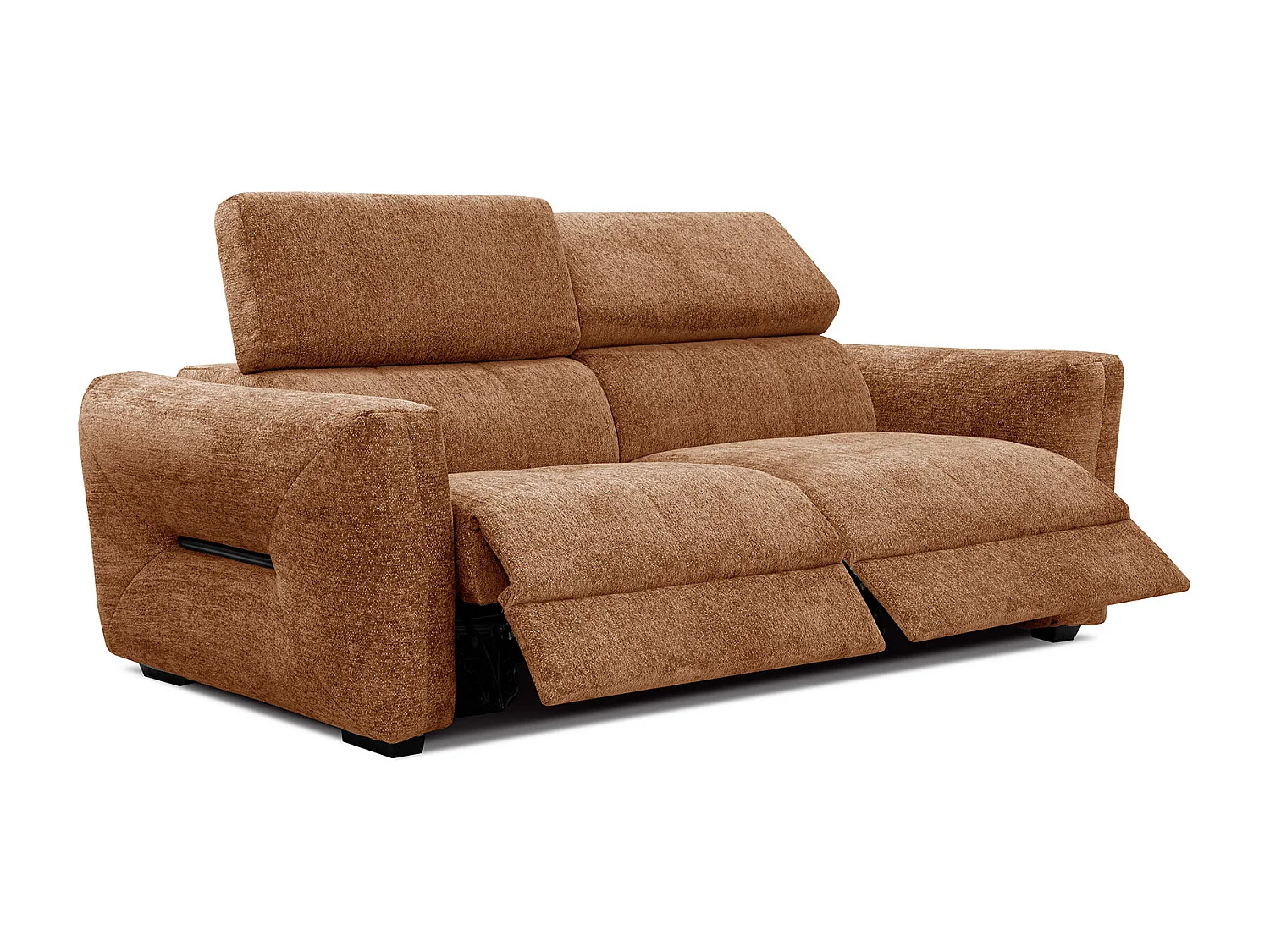 CALVERA Sofa 3-Sitzer mit 2 Relaxfunktionen und verstellbare Kopfstützen, dunkelorange