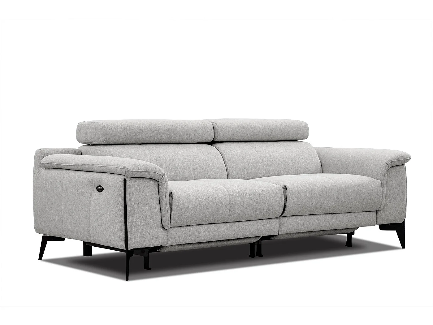 MATERA Sofa 3-Sitzer mit 2 Relaxfunktionen und verstellbare Kopfstützen, hellgrau