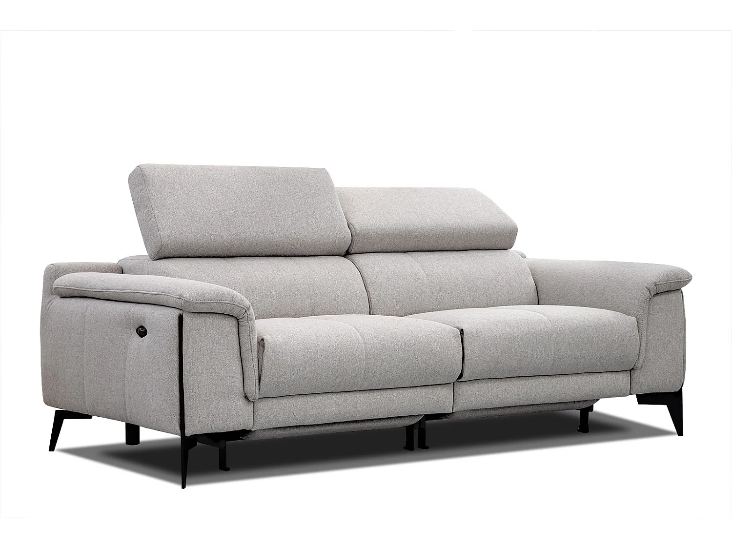 MATERA Sofa 3-Sitzer mit 2 Relaxfunktionen und verstellbare Kopfstützen, hellgrau