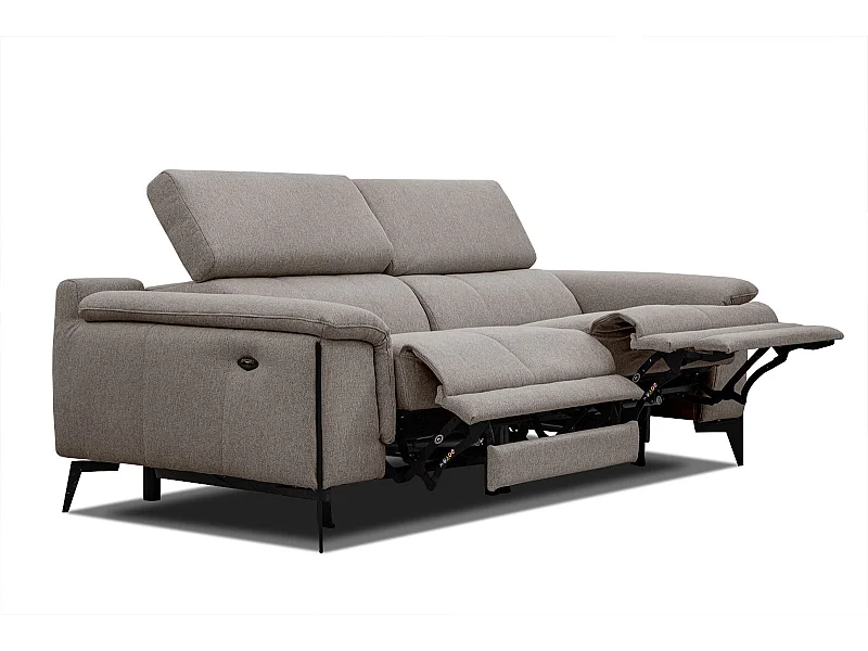 MATERA Sofa 3-Sitzer mit 2 Relaxfunktionen und verstellbare Kopfstützen, taupe