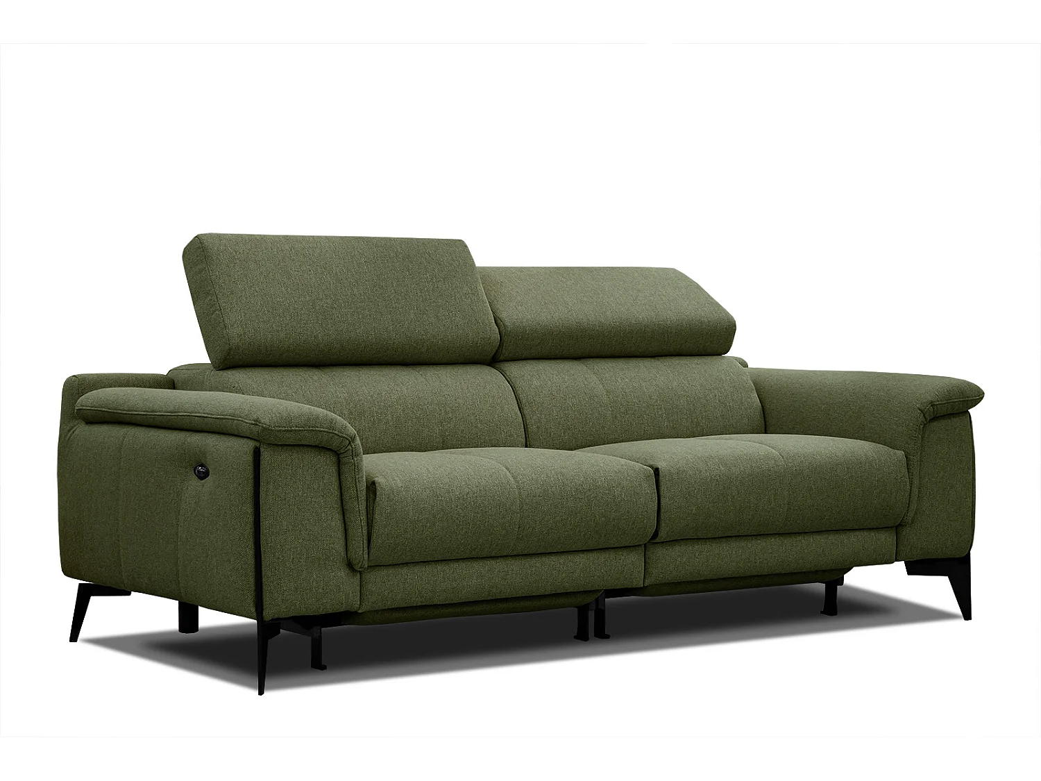 MATERA Sofa 3-Sitzer mit 2 Relaxfunktionen und verstellbare Kopfstützen, olive