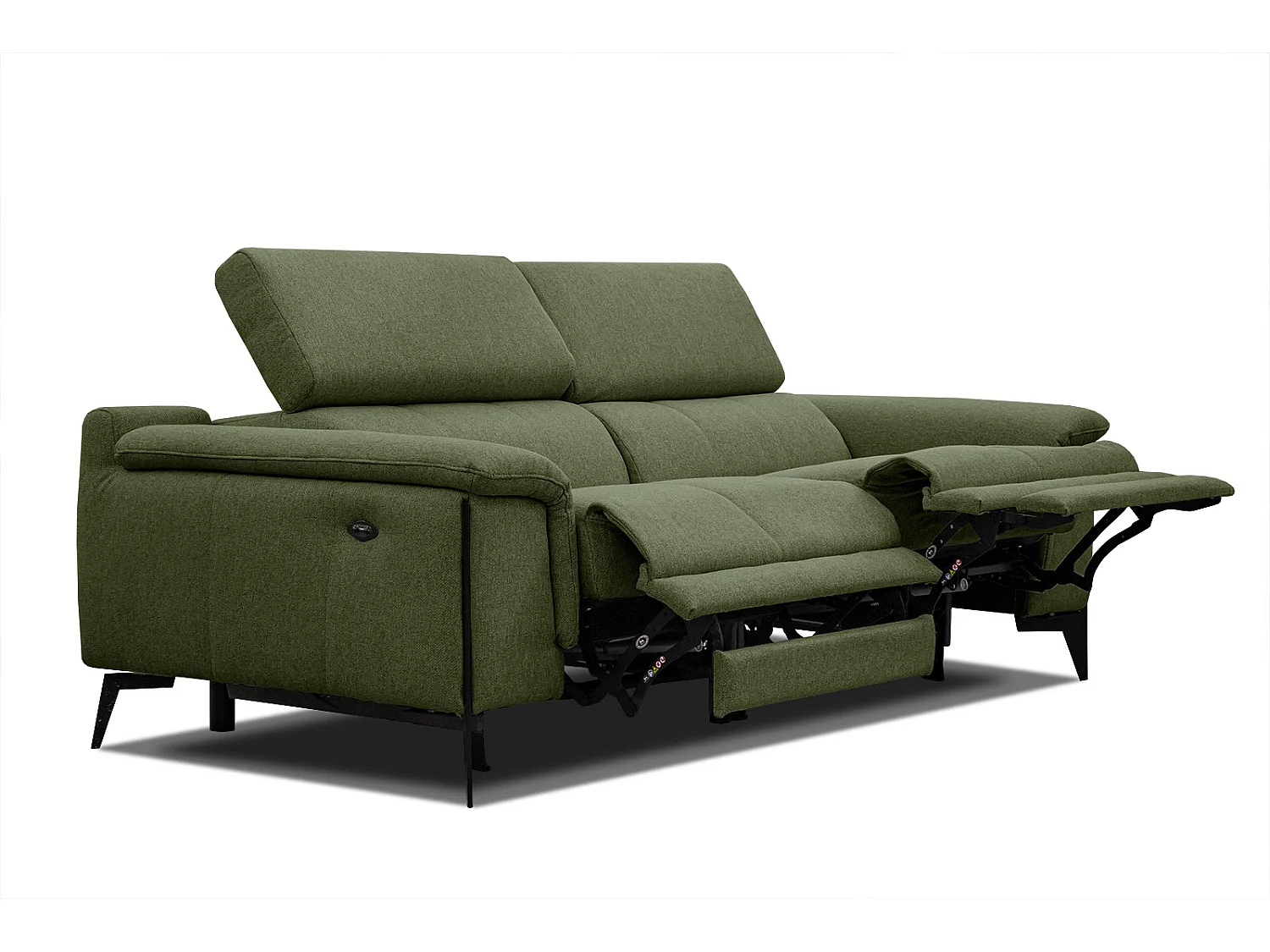 MATERA Sofa 3-Sitzer mit 2 Relaxfunktionen und verstellbare Kopfstützen, olive