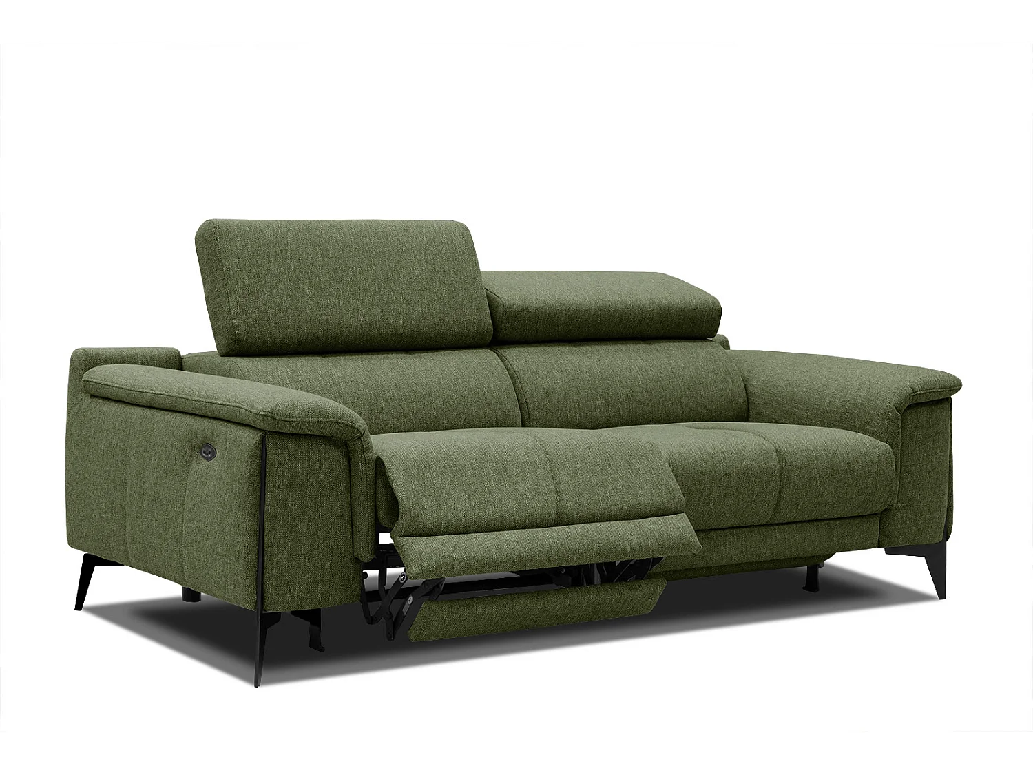 MATERA Sofa 3-Sitzer mit 2 Relaxfunktionen und verstellbare Kopfstützen, olive