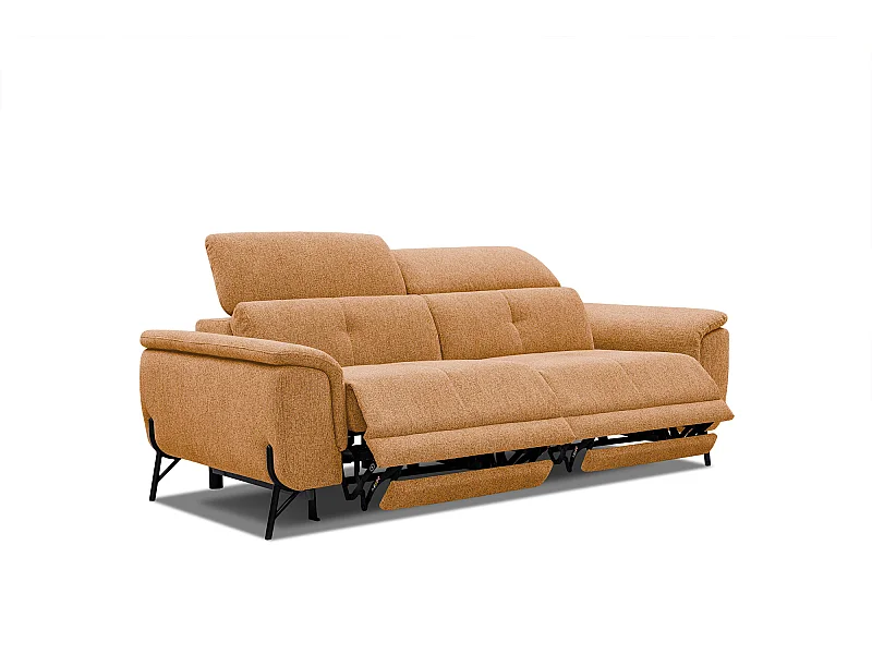 AVENA Sofa 3-Sitzer mit 2 Relaxfunktionen und verstellbare Kopfstützen, orange