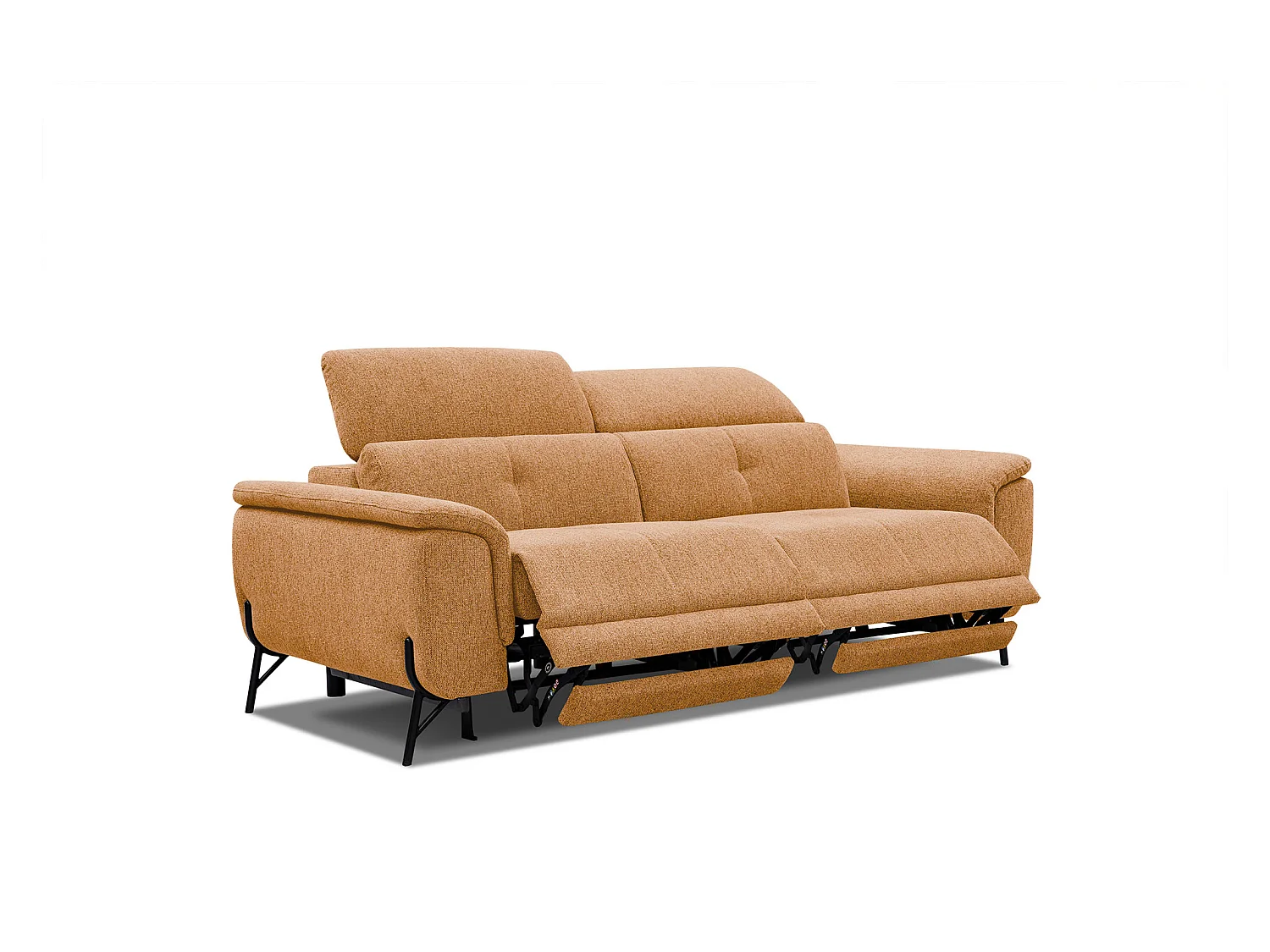 Canapé droit 3 places avec 2 relax électriques tissu orange - AVENA