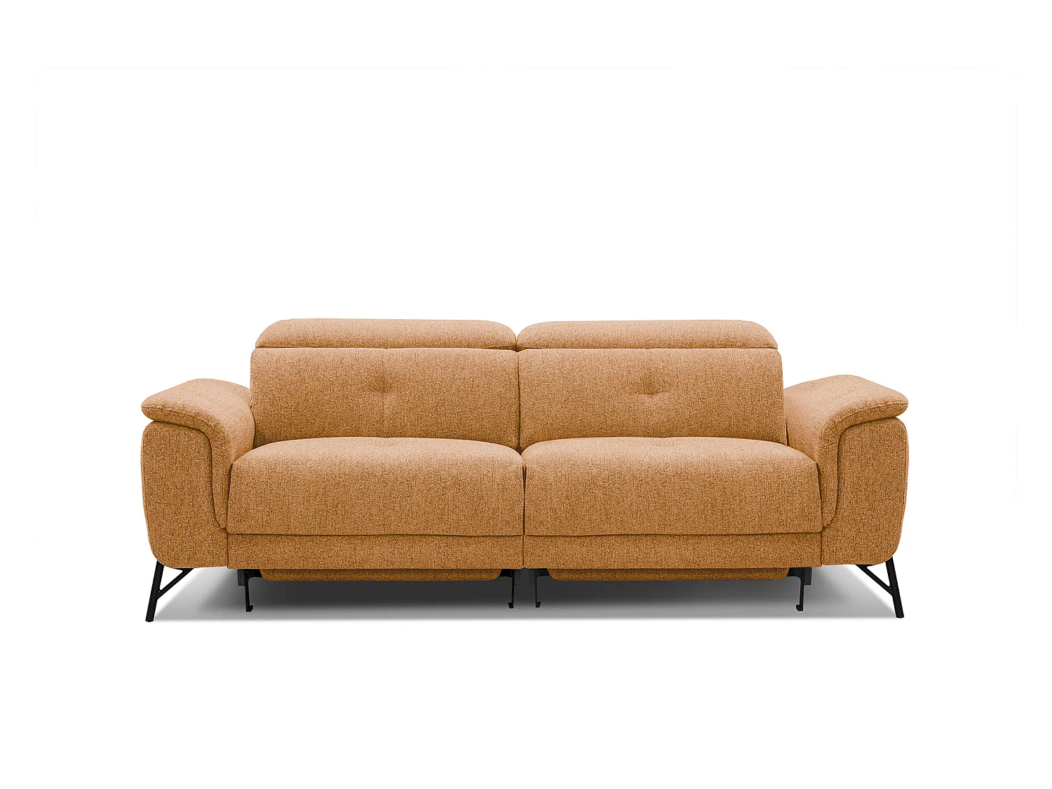 Canapé droit 3 places avec 2 relax électriques tissu orange - AVENA