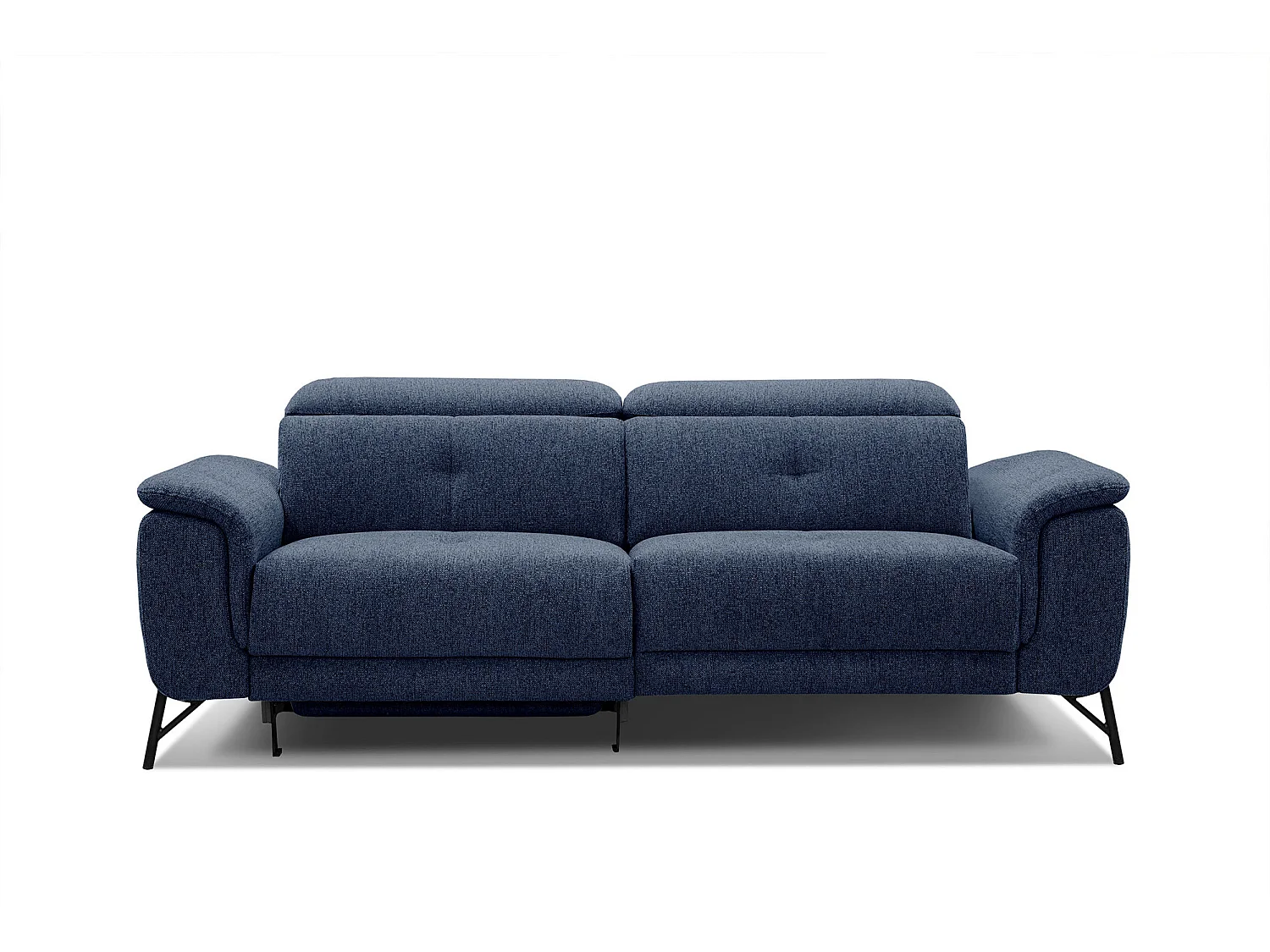 Canapé 3 places avec un relax électrique à gauche tissu bleu foncé - AVENA