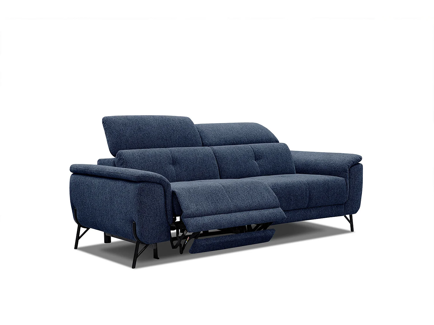 AVENA Sofa 3-Sitzer mit 1 Relaxfunktion und verstellbare Kopfstützen, marineblau