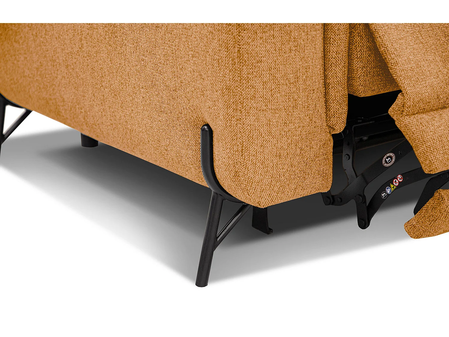 Canapé droit 3 places avec un relax électrique à gauche tissu orange - AVENA