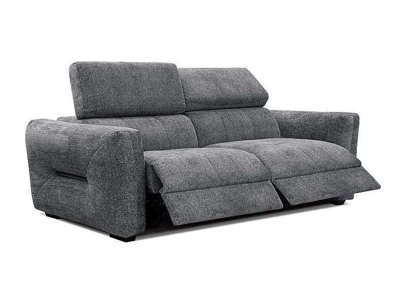 CALVERA Sofa 3-Sitzer mit 2 Relaxfunktionen und verstellbare Kopfstützen, graphit