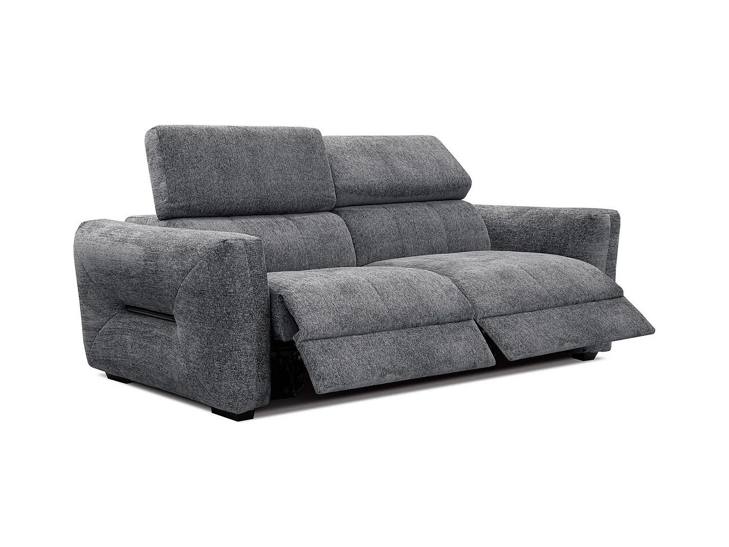 Canapé droit Calvera 3 places avec 2 relax électriques à tissu gris foncé