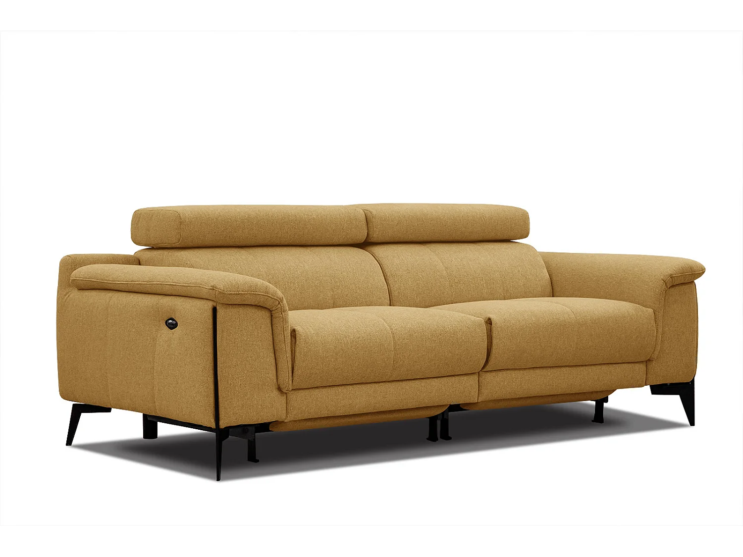 MATERA Sofa 3-Sitzer mit 2 Relaxfunktionen und verstellbare Kopfstützen, senfgelb