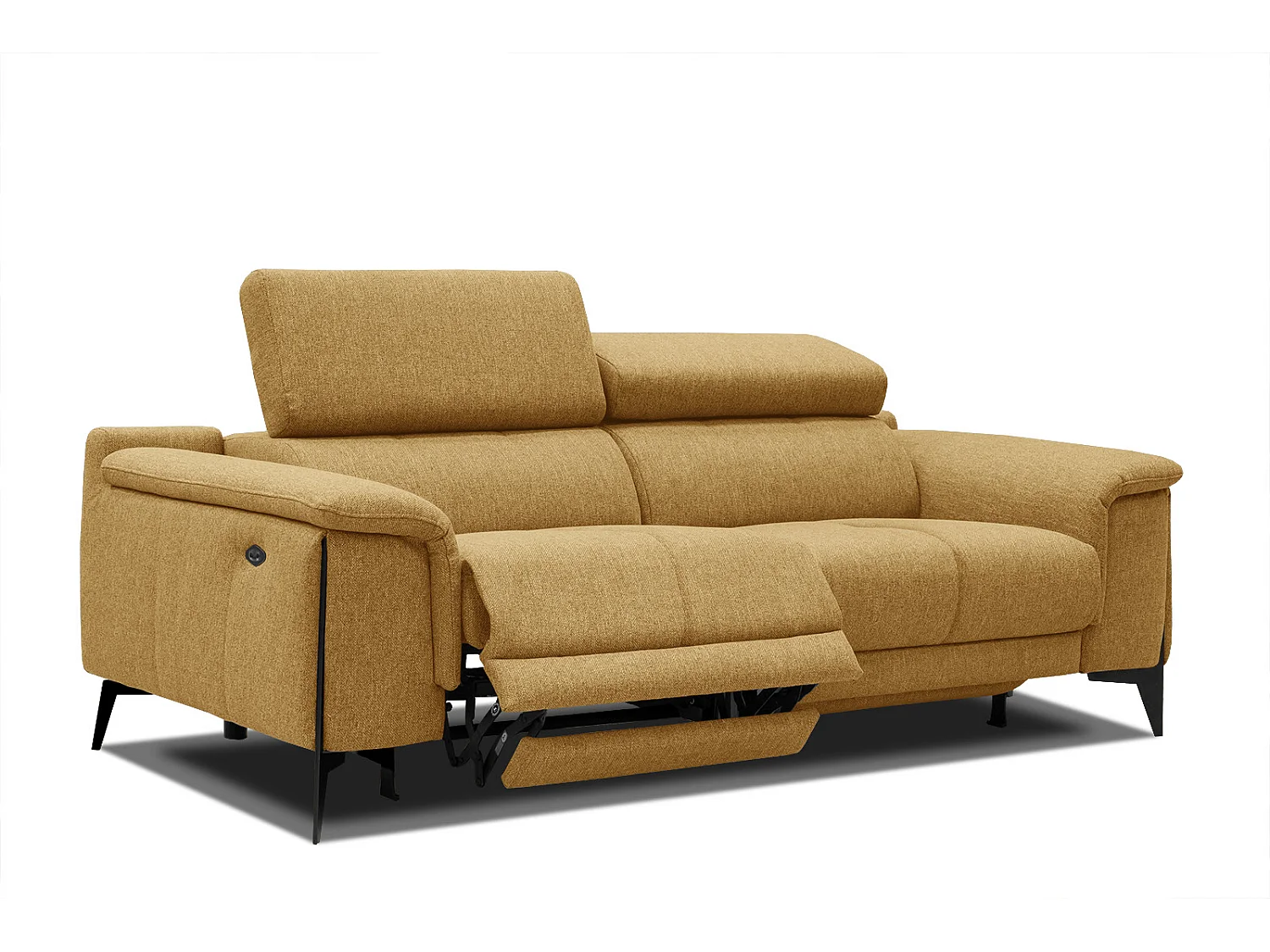 MATERA Sofa 3-Sitzer mit 2 Relaxfunktionen und verstellbare Kopfstützen, senfgelb