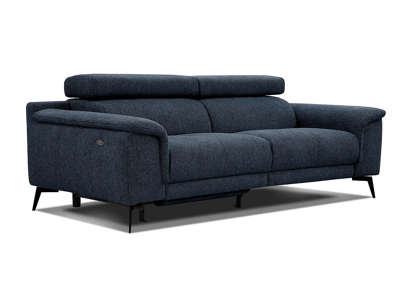 FIERO Sofa 3-Sitzer mit 1 Relaxfunktion und verstellbare Kopfstützen, marineblau