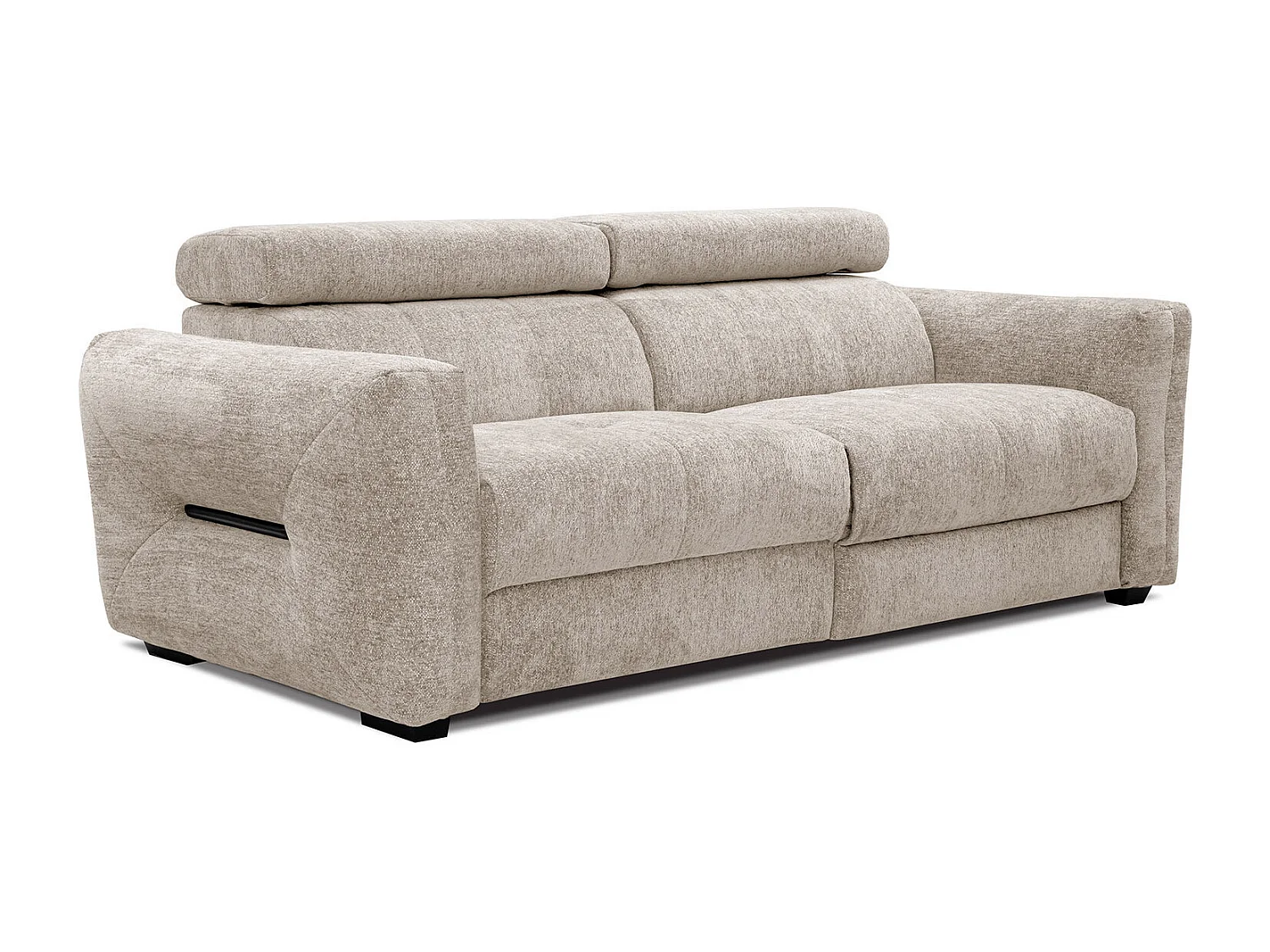 CALVERA Sofa 3-Sitzer mit 1 Relaxfunktion und verstellbare Kopfstützen, ecru