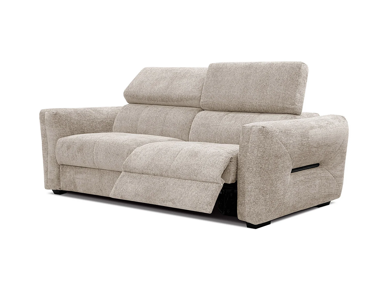 Canapé droit Calvera 3 places avec un relax électrique cote droit tissu beige