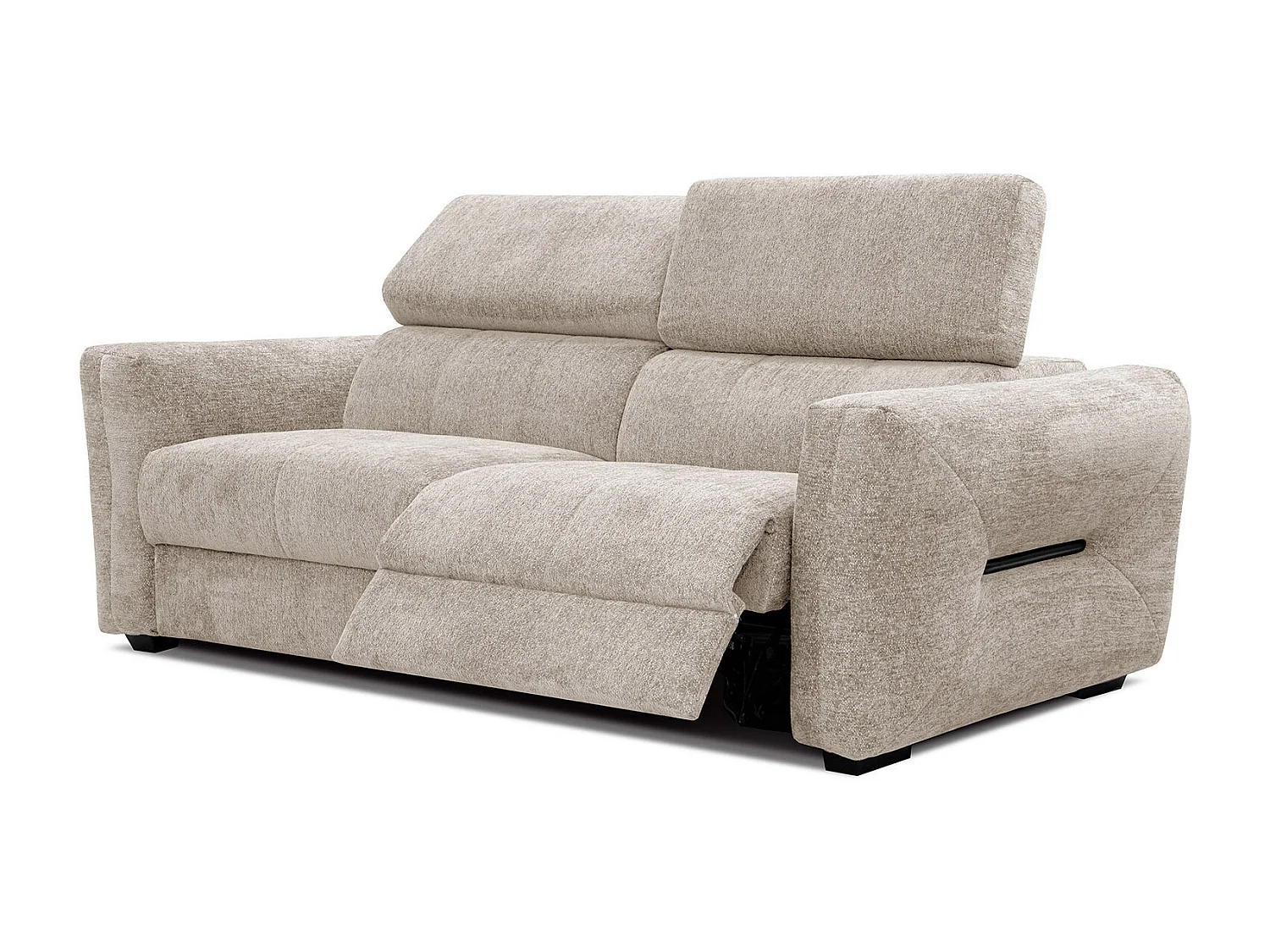 CALVERA Sofa 3-Sitzer mit 1 Relaxfunktion und verstellbare Kopfstützen, ecru