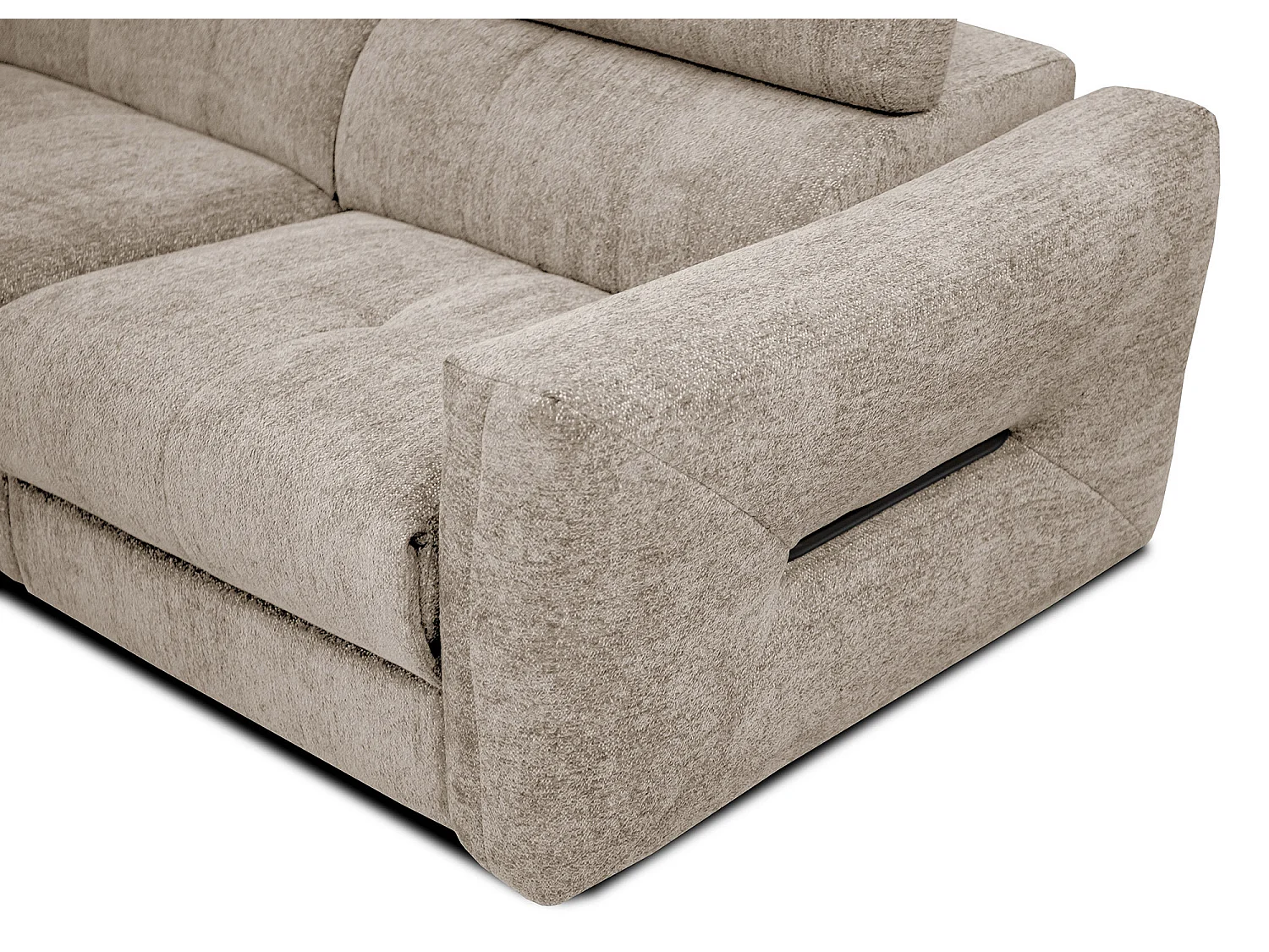 CALVERA Sofa 3-Sitzer mit 1 Relaxfunktion und verstellbare Kopfstützen, ecru