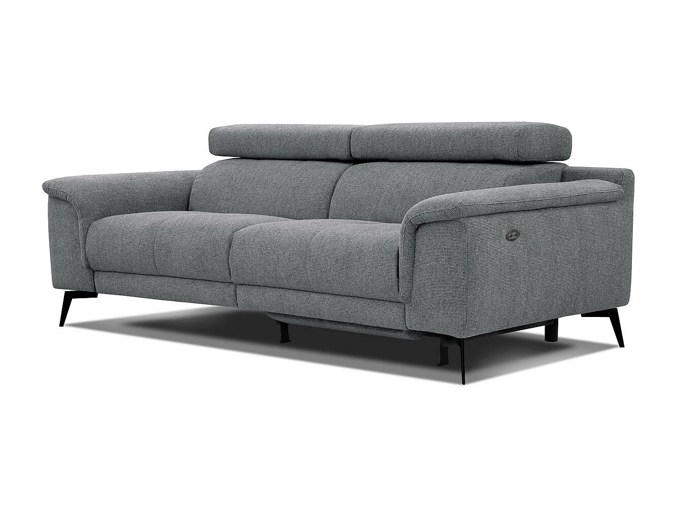 FIERO Sofa 3-Sitzer mit 1 Relaxfunktion und verstellbare Kopfstützen, grau