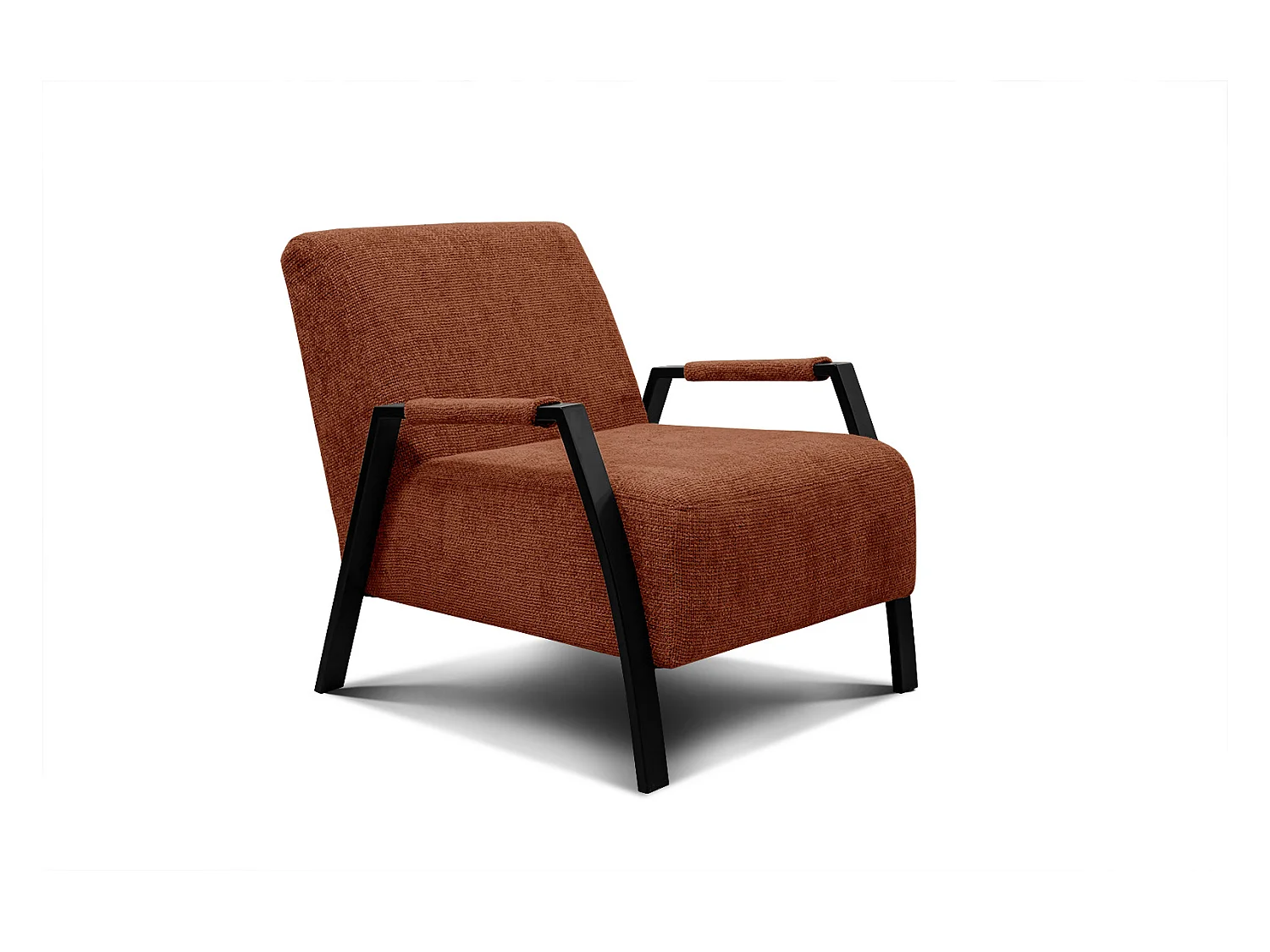 Fauteuil fixe tissu marron noix - Kobe