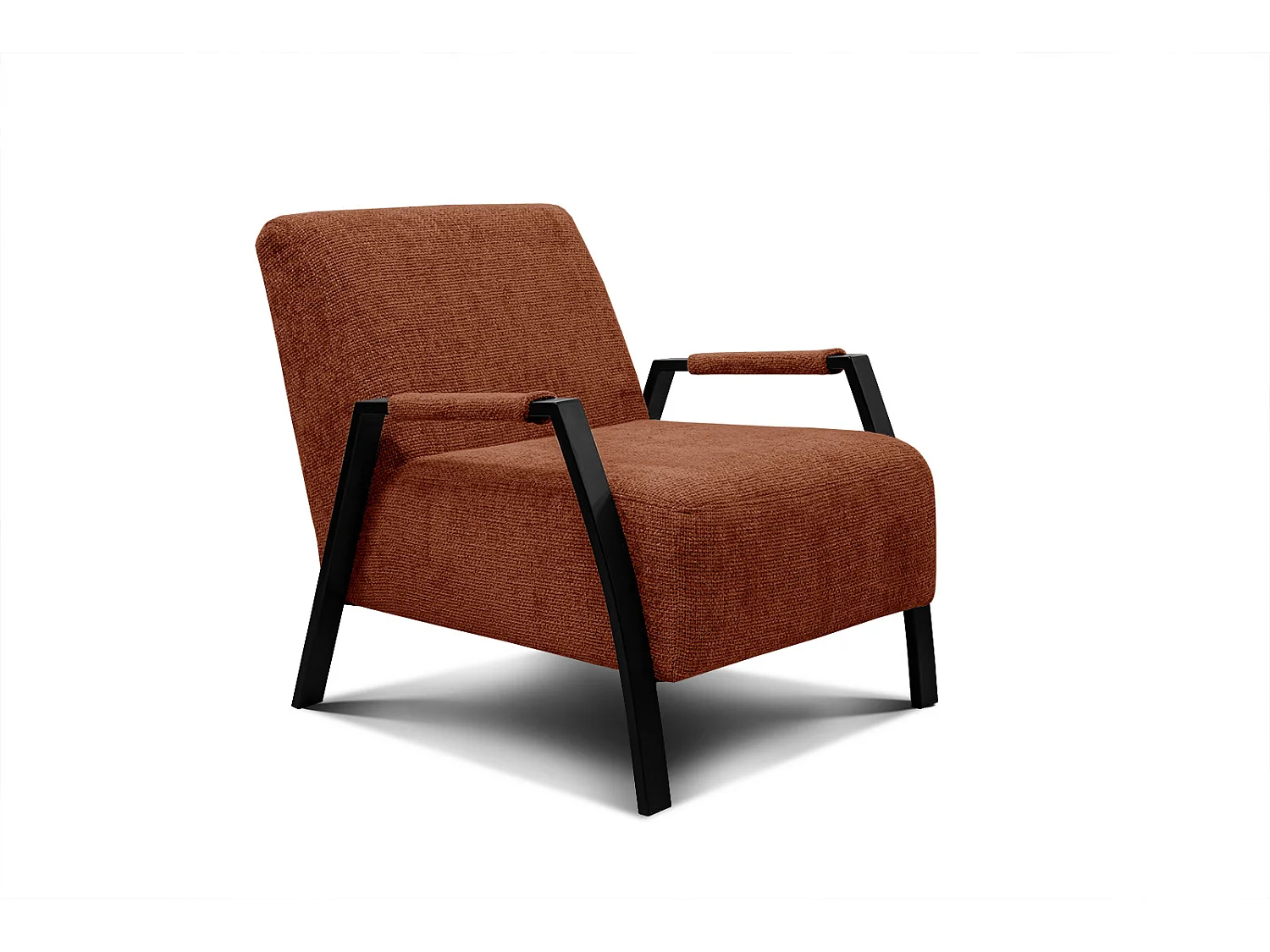 Fauteuil fixe tissu marron noix - Kobe
