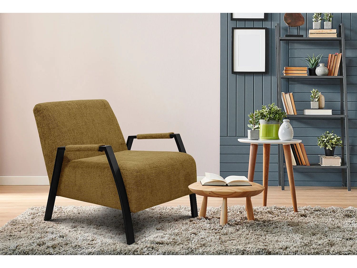 Fauteuil fixe tissu jaune - Kobe