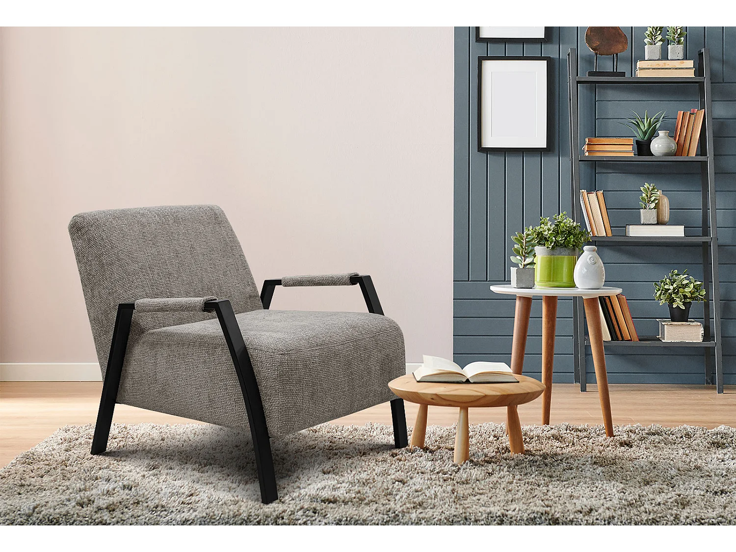 Fauteuil fixe tissu beige - Kobe