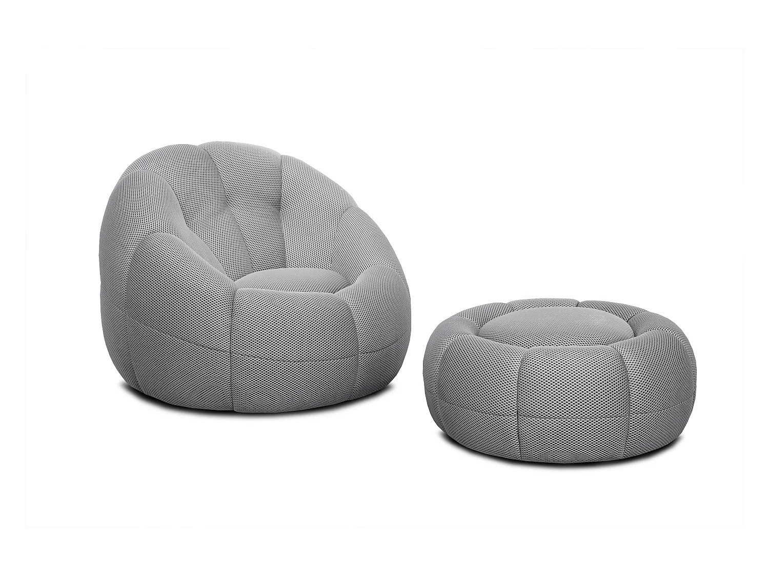 Fauteuil avec pouf tissu gris clair - FIGO et FAGO