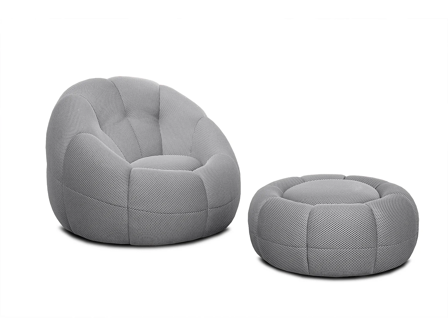 Fauteuil avec pouf tissu gris clair - FIGO et FAGO