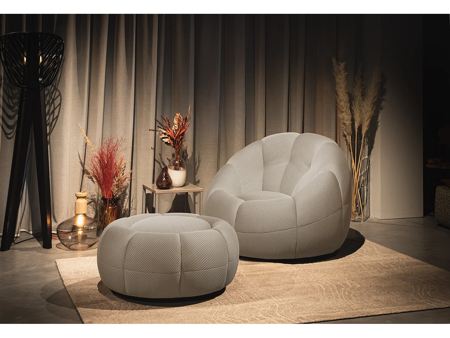 FIGO Sessel und pouf, beige