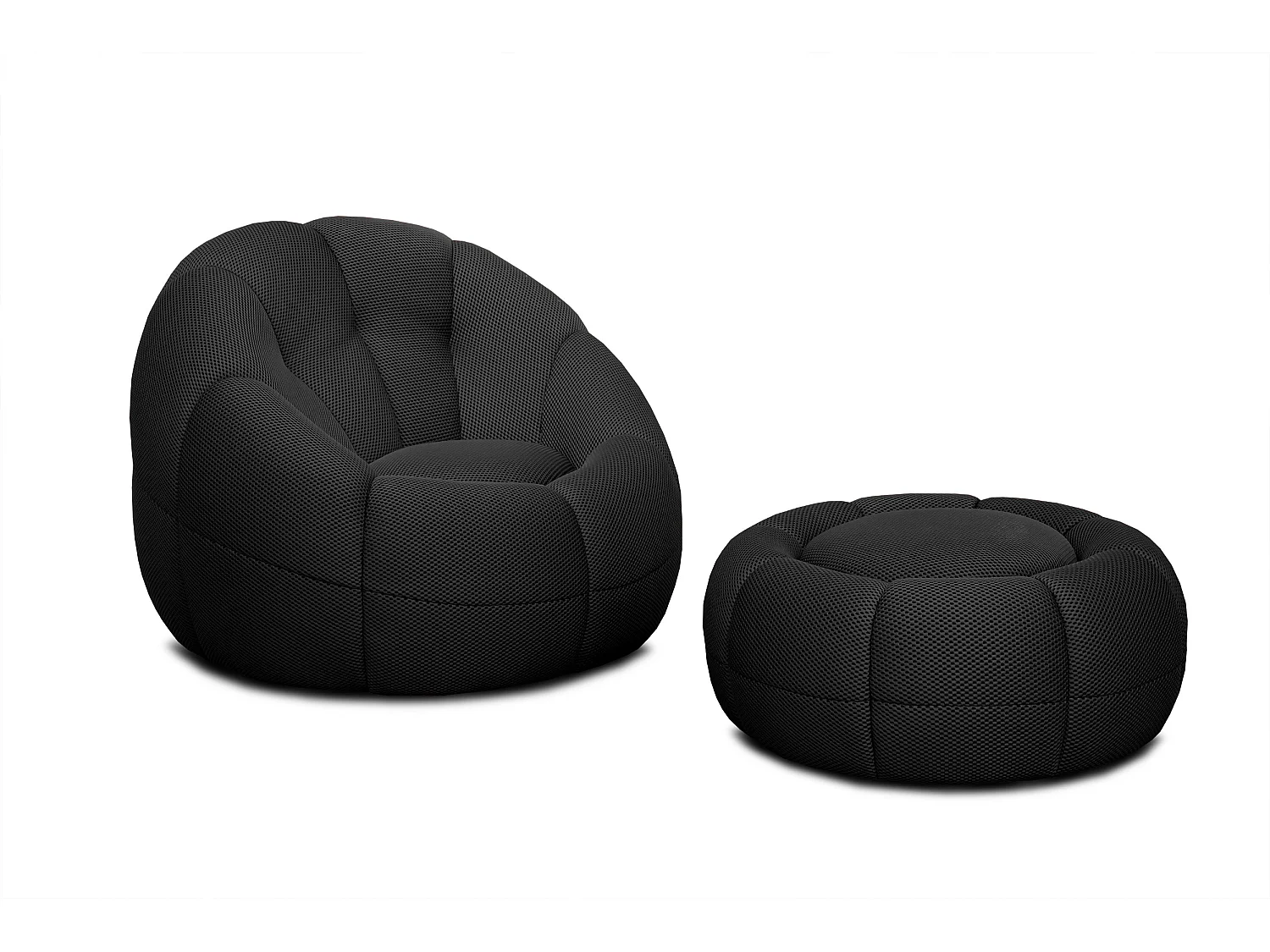 FIGO Sessel und pouf, schwarz