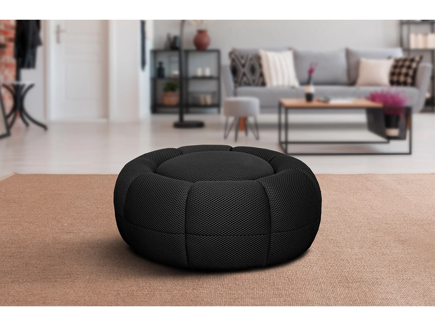 FIGO Sessel und pouf, schwarz