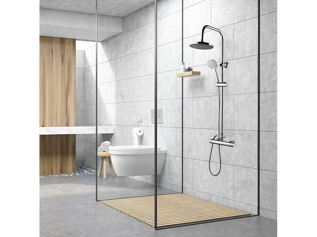 Essemika columna de ducha cromada con mando termostático Essebagno